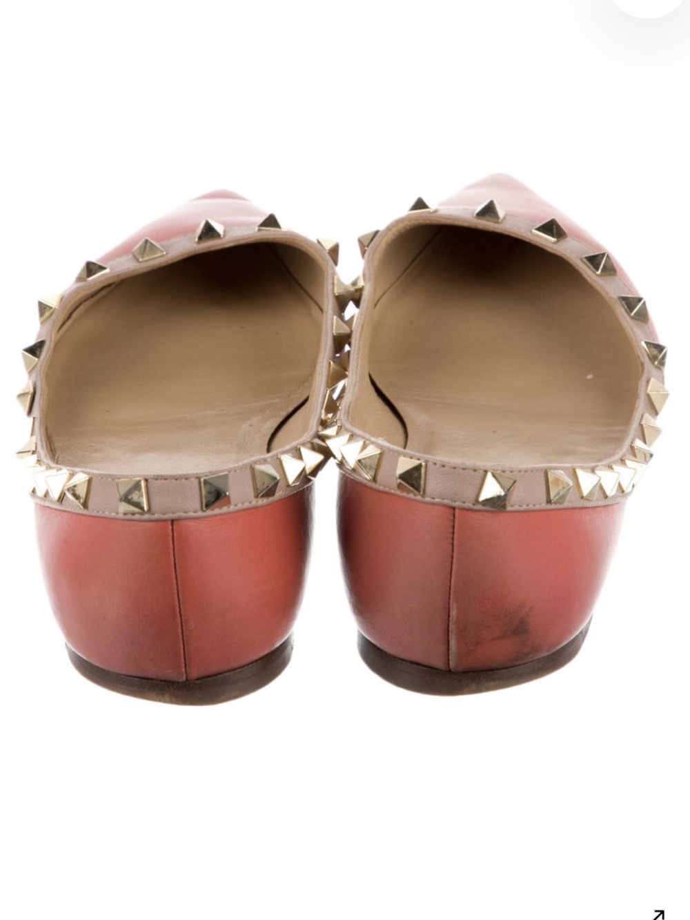 Valentino Pink Coral Leather Rockstud Pointed Flats - Picture 2 of 3